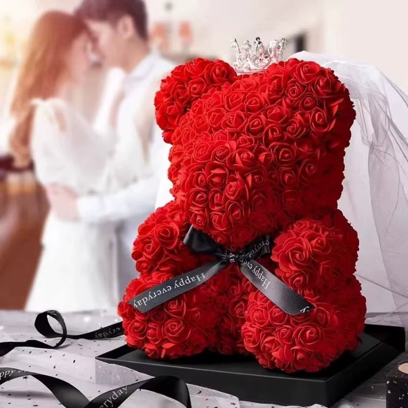 Orsacchiotto di Rose Rosso 25 cm - Amore Eterno